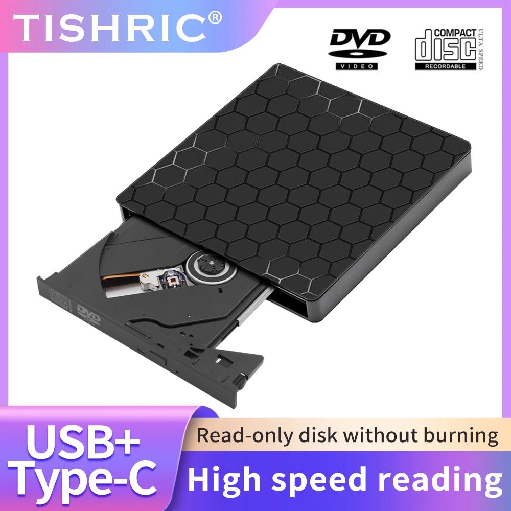 TISHRIC PC ũž USB  DVD ̺ CD ÷̾, 24X CD-ROM 8X DVD-ROM , C Ÿ, USB3.0  CD  DVD ÷̾